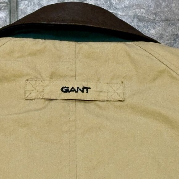 Gant Bomber Jacket L Men's Vintage Beige Leather Collar Removeable Lining..VGUC! - Picture 12 of 12